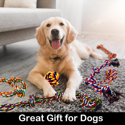 Tough Dog Rope Toys for Aggressive Chewers, 9 Pack Durable Dog Chew Toys for Medium Large Breeds, Puppy Teething Chew Toys, Tug of War Dog Toy, Heavy Duty Dental Cotton Rope Dog Toys