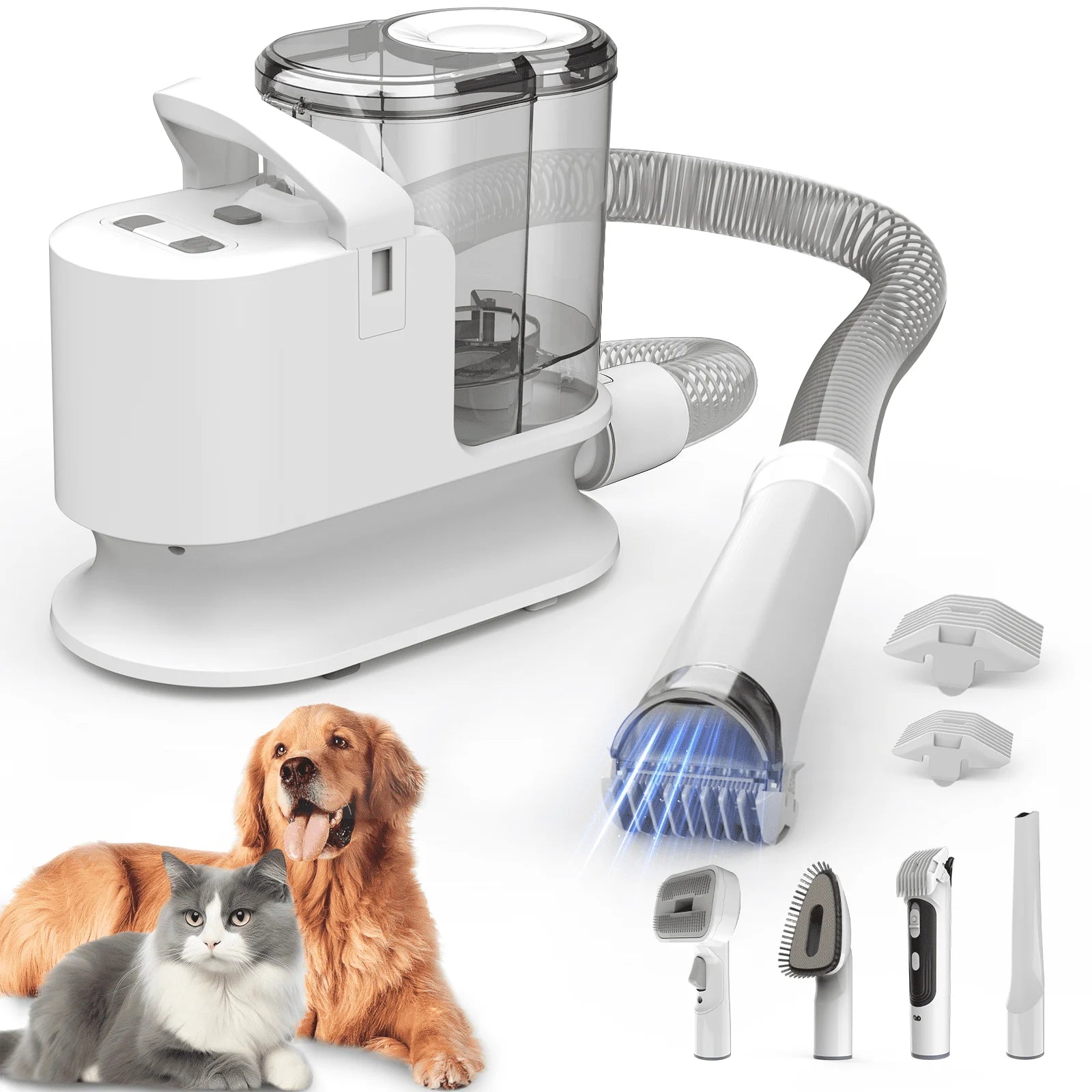 Pet Grooming Kit & Vacuum, 12Kpa 5 in 1 Dog Groom Kit, 2L Dustbin for Dogs, Cats