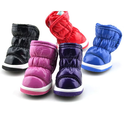 4 Pcs/Sets Winter Dog Shoes for Small Dogs Warm Fleece Puppy Pet Shoes Waterproof Dog Snow Boots Chihuahua Yorkie Teddy Shoes