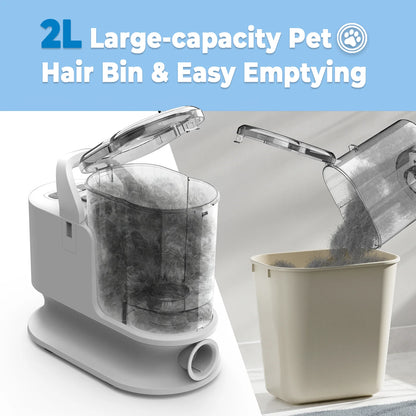 Pet Grooming Kit & Vacuum, 12Kpa 5 in 1 Dog Groom Kit, 2L Dustbin for Dogs, Cats